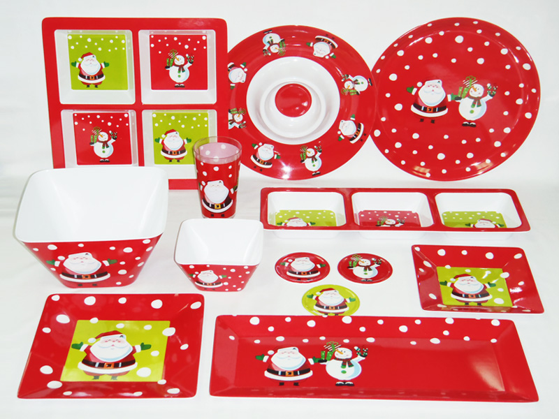 Christmas Design Melamine Section Trays, Coasters, Platters