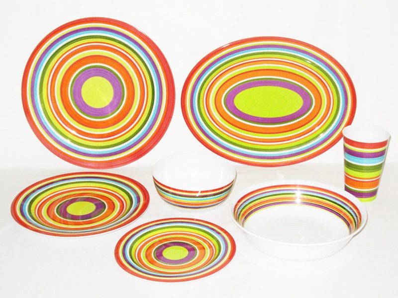 2208 Rainbow Swirl - Coupe Shape, Smooth surface Dinnerwares