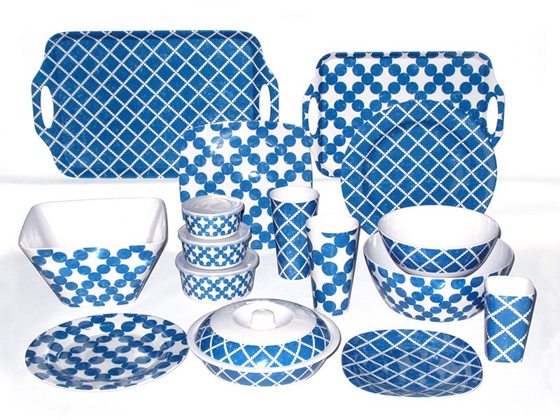1401-2 Washed Dots, Blue Melamine Tableware