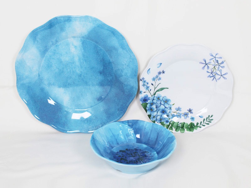 2417-8 Mix & Match Watercolor Floral - Scallop Shape, Smooth Surface Dinner Set