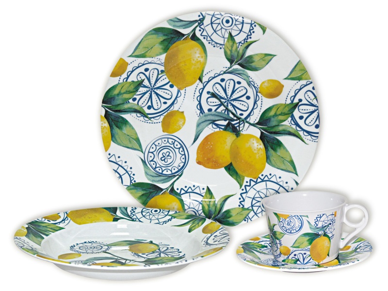 2301 Lemon Design 16 pc Melamine Dinner Set